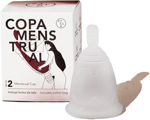 Cyclo Nature Menstruationstasse, Größe 0, ideal für Jugendliche. Hergestellt in Spanien aus 100 % biologisch verträglichem medizinischem Silikon, vegan und wiederverwendbar.