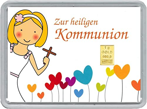Valcambi 1 Gramm 999.9 Goldbarren Geschenk Motivbox Zur heiligen Kommunion World of Coins