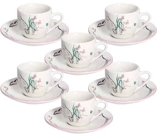 ANDREA FONTEBASSO 1760 Confezione 6 Tazze caffè con Piatto Butterfly Linea Moon MN5820