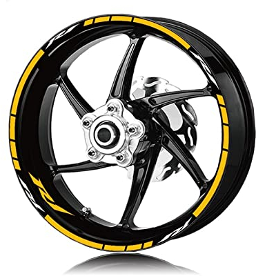 EGEIRA Motorrad Aufkleber Vorne Hinten Räder Aufkleber Reflektierende wasserdichte Aufkleber Felgenstreifen Für Yamaha R1 R 1 R1 Felgenaufkleber (Color : Gold)