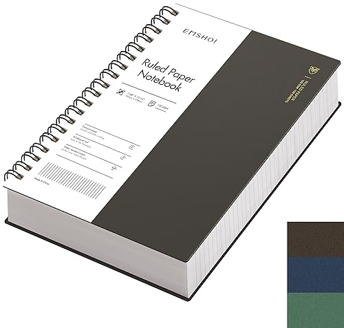 EMSHOI B5 Wirebound Notebook Lined 300 Pages/150 Sheets, Spiral Notepad Multi-Coloured, 100gsm Thick Paper, Waterproof Hardcover, Writing Journal for Women Men Work Office School,19 x 25 cm, Coffee