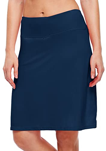 WILLIT Damen 20 Röcke Golf Knielange Tennisröcke Sportlich Modest Sportlich Casual Skorts Tasche UVA-Schutz Marineblau M