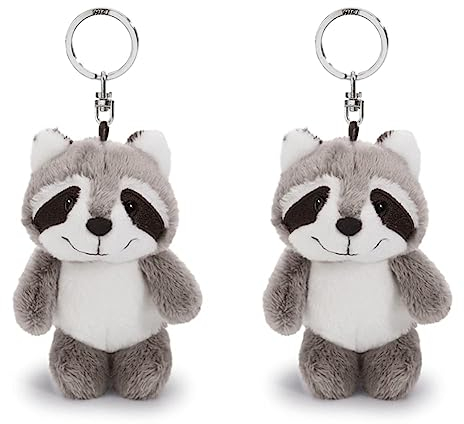 NICI 47869 Schlüsselanhänger Waschbär Rod 10cm, GRAU, One-Size (Packung mit 2)