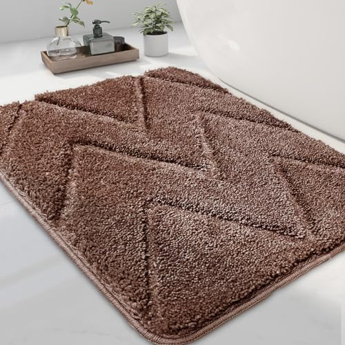 Homantic Braune Badezimmerteppiche – Badematten für Badezimmer, rutschfest, waschbar, Teppich für Badezimmer, Bodendekoration, wasserabsorbierend, Kaffee-Badteppiche für Waschbecken, Badewanne