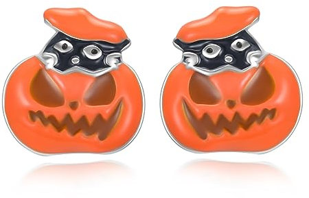Schwarze Katzen Ohrstecker Ohrringe Sterlingsilber Kürbis Ohrringe Halloween Schmuck Geschenke für Damen und Mädchen