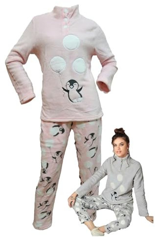 Infiore Pigiama Donna Pile Effetto Coral- Pigiama Donna Pile Morbido - Pigiama Donna Invernale - Pigiama Donna Coral - Pigiama Donna Felpato (1433 Rosa, M)