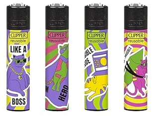 Clipper Cat Boss Clipper Classic Clipper Feuerzeuge zum Sammeln, 4 Stück