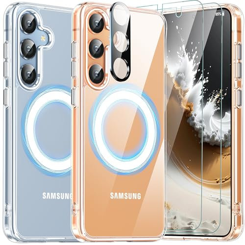 Bestcellcase Coque pour Samsung Galaxy s24, avec 2 Protecteur d'écran et Protecteur d'objectif 1 d'appareil Photo, ne jaunit Pas, qualité Militaire Samsung s24 5G,Transparente