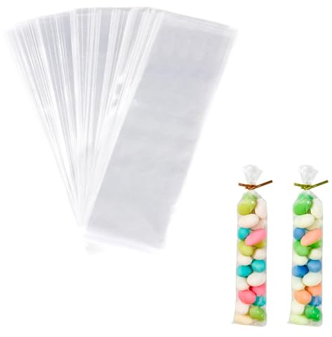 Acan Tradineur - 6 Paquetes de 36 Bolsas Transparentes de plástico para Caramelos, Envolver Galletas, chuches, Fiestas, cumpleaños, Regalos (Total 216 Bolsas - 8 x 30 cm)