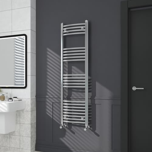 Warmehaus Curved Bathroom Heated Towel Rail Radiator 1400x400mm Chrome | Wall Mounted, Contemporary Kitchen Ladder Warmer, Steel, Corrosion Resistance, Durable Finish, Central Heating