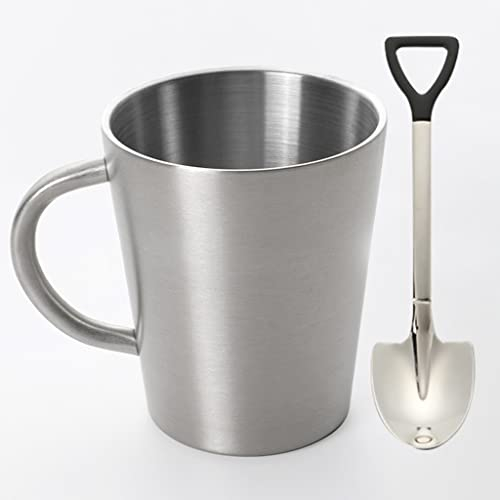 Tazas Vasos Personalizados De Acero Inoxidable A Granel, Tazas De Café De Metal Reutilizables De Pared Gruesa con Asa, Tazas De Café Expreso, Cuchara De Taza De Metal, Tazas De Avena, Tazas De Café Co