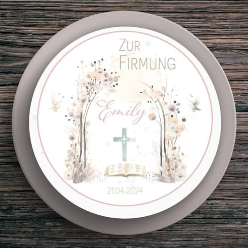 Tortenaufleger Firmung Blüten #1 Name & Datum (20cm)