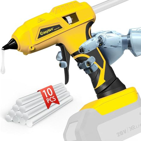 Hot Glue Gun Cordless – Craft Glue Guns, Compatible with DeWalt 20V Lithium-ion Battery（NO Battery, Tool Only) Full Size Hot Glue Gun Quick Heating with 10Pcs 0.43 Glue Sticks for Arts & Crafts & DIY