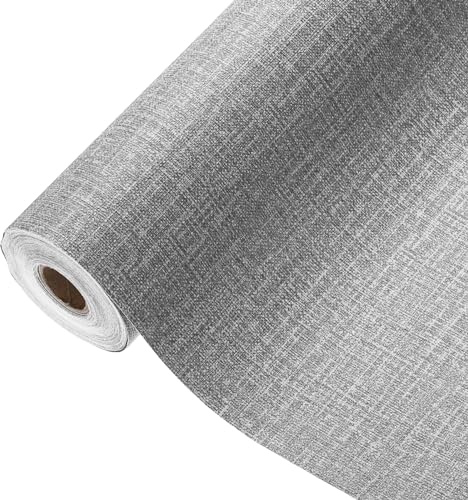 Sourcing Map Grasscloth Peel & Stick Wallpaper - 15.7x394 Self-Adhesive Textured Wallpaper, Waterproof for Desk, Wardrobe, Countertop, Cabinet, Dark Grey