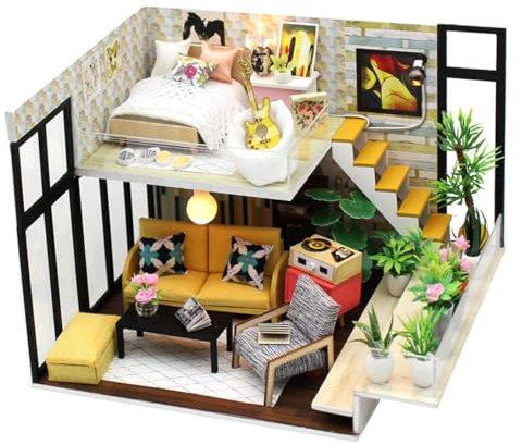 Habarri - Miniatur Haus - DIY Set - Bastelset Erwachsene & Kinder ab 7 Jahren - Bezauberndes 3D Modell mit Licht - Modellbau 1:24 - Motiv Dänisches Hygge