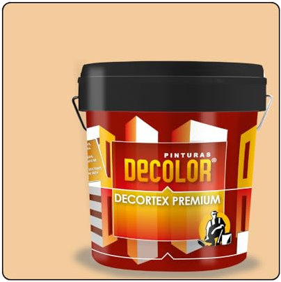 PINTURAS DECOLOR DECORTEX LISO PREMIUM - Pintura revestimiento impermeabilizante para fachadas. (4 litros). CREMA