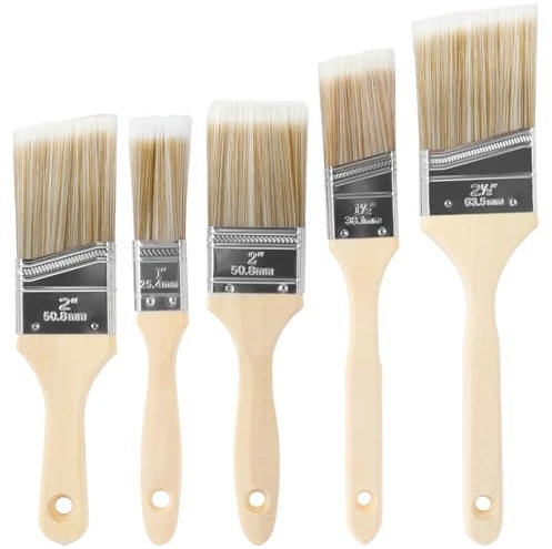 Set of 5 Angled Paint Brushes for Cutting in,Angled Sash Paint Brushes House Paintbrushes Paint Brush Set Wall Touch Up Furniture Varnish Brush Angle Sash Paintbrush for Cabinet Sash