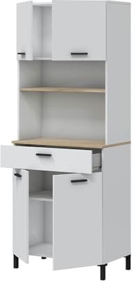 Habitdesign Mueble Cocina 4 Puertas + 1 Cajón, Modelo Kira, Acabado Blanco Artik y Natur, Medidas: 185 cm (Alto) x 72 cm (Ancho) x 40 cm (Fondo)