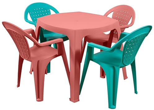 GARDENIA Set Baby Tavolo + 4 Sedie in Resina