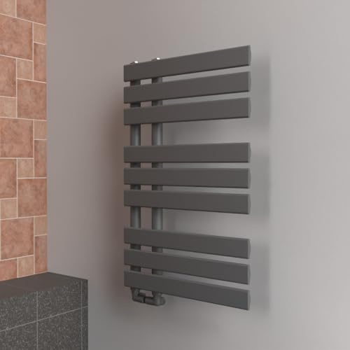Lux Heat Anthracite Grey Open-Flat Designer Towel Radiator 800mm (H) x 500mm (W)