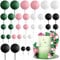 ASTARON 32 Pcs Ball Cake Topper Decorations Mini Balloons Birthday Cake Toppers Foam Balls Sticks Witch Themed Party Decorations Witch Party Cake Picks Decorations (Pink Green Black)
