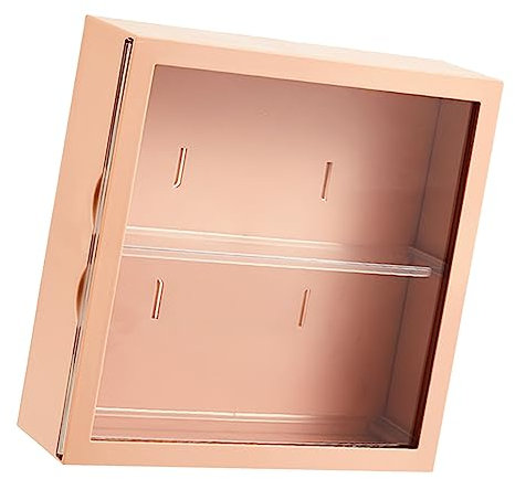 Handicraft Storage Display Rack with Divider and Stickers for Small Dolls and Toys Organization (Milk Coffee)