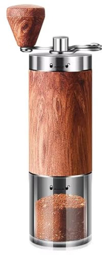 Uhidka Portable Manual Coffee Grinder Portable Wood Grain Hand Crank Mill Travel