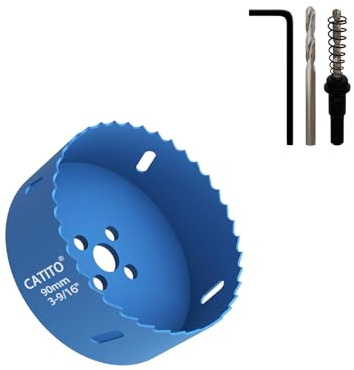 CATITO 90mm Bi-Metall Lochsäge Bohrbohr, Lochsäge für Einbauleuchten, Zoll Lochschneider für LED Einbaubeleuchtung, ideal für Kunststoff, Holz, Sperrholz (90mm)