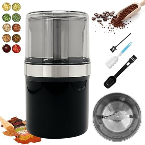 Electric Multi-Use Cup Grinder, 2026 New Coffee Bean Grinder Electric and Spice Grinders for Kitchen Home Use, Large Capacity Stainless Steel, Detachable Cup, Dual-Layer Lid, Easy Clean