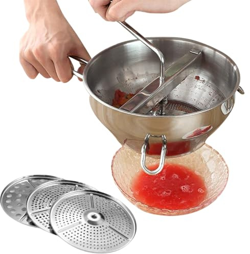 Passier Edelstahl Marmelade Mit 3 Frässcheiben 33x9x20cm Küchen Manuell Zum Mischen Und Gitter Von Früchten Für Tomatensoße Apfelmus Püree Kartoffelpüree Marmelade, Babynahrung
