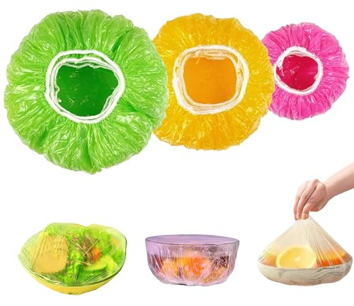 INNAL 90 Piezas Funda Protectora de Alimentos Cubiertas de Almacenamiento Elásticas de Plástico 3 Tamaños Reutilizable cubiertas de Conservación de Alimentos para Mmantenerlos Frescos