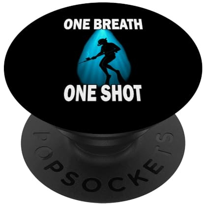 Spearfishing Taucher Shirt One Breath One Shot PopSockets Klebender PopGrip