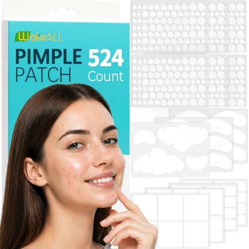 Patch Brufoli, Pimple Patch XL for Face&Body,524 cerotti idrocolloidali per ampie zone con estratto di tea tree, adesivi grandi per brufoli in 5 forme e 10misura, assorbono rapidamente sebo e liquidi