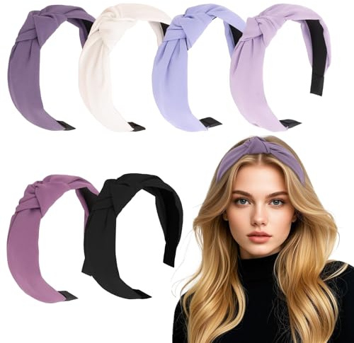 Luixenir Knotted Headband Knotted Hair Band, 6Pcs Bow Headbands Top Knot Head Wrap Fabric Headbands for Women