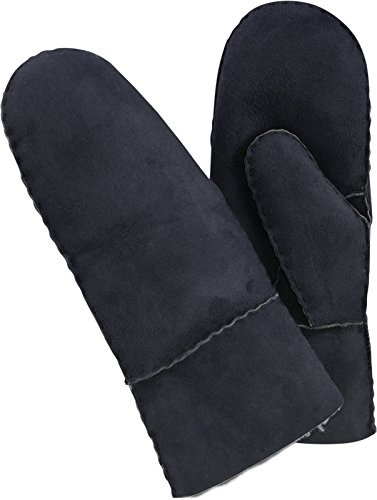 Harrys-Collection Damen Herren dicke Fäustlinge aus Lammfell in 4 Farben, Farben:schwarz, Handschuhgröße:9