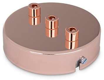 Deckenbaldachin Lampenbaldachin Metall 3-fach (mit 3 Auslässen) 100x24mm, Kupfer-Finish - inkl. Zugentlastung aus Metall