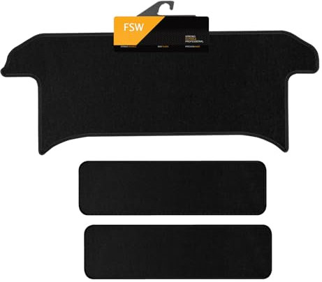 FSW - Tailored Van Mats - Vivaro 2001-2014 - Rear Carpet for Bench Seat, Twin Door - Black Carpet - Anti Slip Van Mat, Fitted With Granulated Backing, Black Cloth Binding - 3 Pc Floor Mat Only
