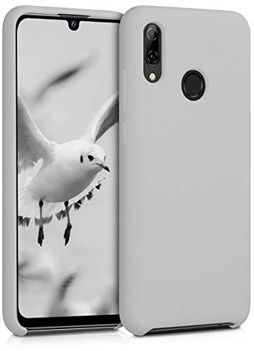 kwmobile Hülle kompatibel mit Huawei P Smart (2019) Hülle - Silikon Handy Case - Handyhülle weiche Oberfläche - kabelloses Laden - Hellgrau matt