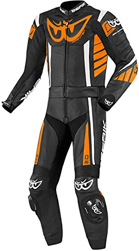 Berik Zakura 2-Teiler Motorrad Lederkombi, schwarz/weiß/orange, 56 | Leder