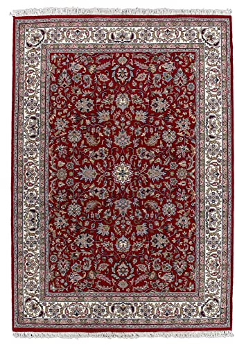 Theko | Traditioneller Orientteppich aus 100% Schurwolle Perserteppich Isfahan Muster | handgeknüpft | Rot | 250x300cm