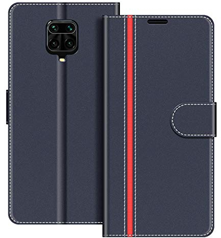 COODIO Custodia in Pelle per Xiaomi Redmi Note 9 PRO, Cover a Libro Magnetica Portafoglio per Xiaomi Redmi Note 9 PRO, Blu/Rosso