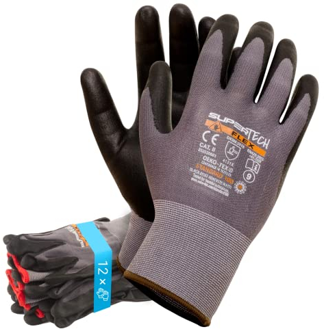 Trevendo 12 Paar Arbeitshandschuhe WS-Pro FLEX GTN - Montagehandschuhe - Gartenhandschuhe - atmungsaktiv - flexibel - für Damen und Herren - Größe 10