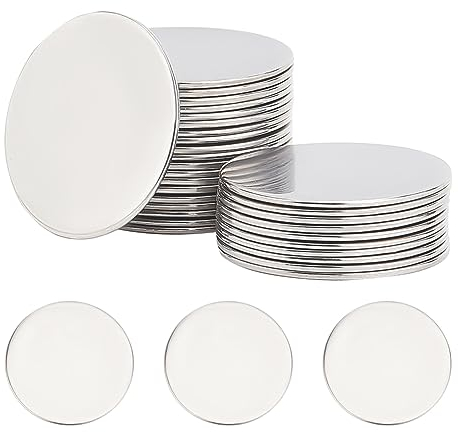 PandaHall 30 Stück Rohlinge zum lasern 30mm Flacher Rund Edelstahl Anhänger Edelstahl Blank Für Stampfmarken, Ohrring Armband Halsketten Anhänger Charm Schmuckherstellung, Ohne Loch