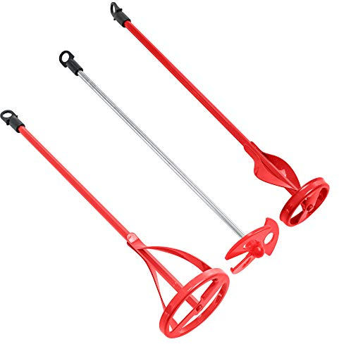 TCP Global Set of 3 Paint, Epoxy Resin, Mud and Cement Mixer Blades - Power Drill Stirring Tools - 14 Ribbon Mixing Paddles with 5/16 Hex Head Shafts, 1 Mini Mixer - Mix Gallon, Quarts - Concrete