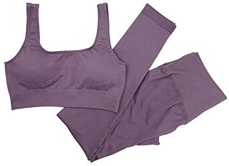 Mayround Yoga Outfits Workout Sets für Frauen 2 Stück gerippt nahtlos Yoga Outfits Sport BH und Leggings Set Trainingsanzüge 2 Stück