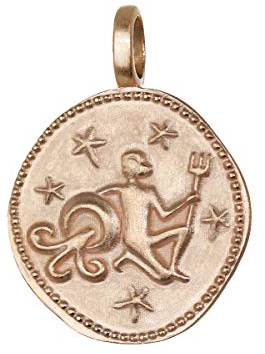 NKlaus Wassermann-Sternzeichen-Kettenanhänger, 18k Gold vergoldet, 16mm
