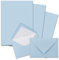 50x Briefpapier-Sets DIN A4 mit C6 gefütterten Briefumschlägen, Nassklebung - Hellblau - mattes Schreibpapier und Kuverts mit weißem Seidenfutter