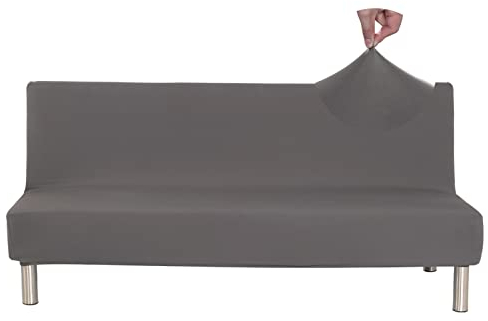 Jaotto Sofabezug Ohne Armlehne 2/3 Sitzer, Sofa Überwürfe Armlose Sofabettüberzug Elastische Stretch Spandex Waschbar, Sofaüberwurf Sofahusse für Clic Clac Klappcouch ohne Armlehnen,Grau
