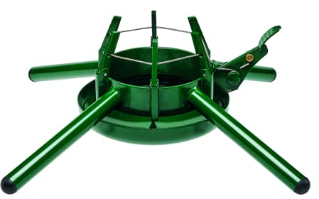 KRINNER® Weihnachtsbaum Christbaumständer Montana Stahl für große Bäume grün inkl. Fußpedal- und Einseiltechnik für Baumhöhe bis 4,9m 94050, 77cm