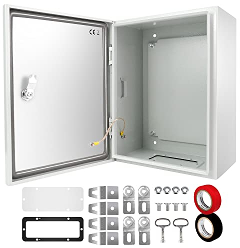 Tocretoare Caja eléctrica para exteriores de acero de 40,6 x 30,5 x 20,3 cm, 4 cajas eléctricas, IP66, resistente al agua y al polvo, caja eléctrica universal con cerradura y